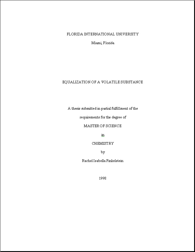 Sample format of title page of thesis